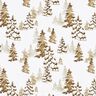Bomullstyg Poplin snötäckta granar – vit/rådjursbrun,  thumbnail number 1