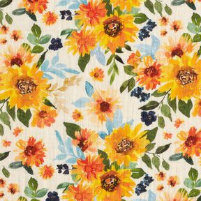 Muslin/Dubbel-krinkelväv Solrosäng Digitaltryck | Poppy Fabrics – kräm, 