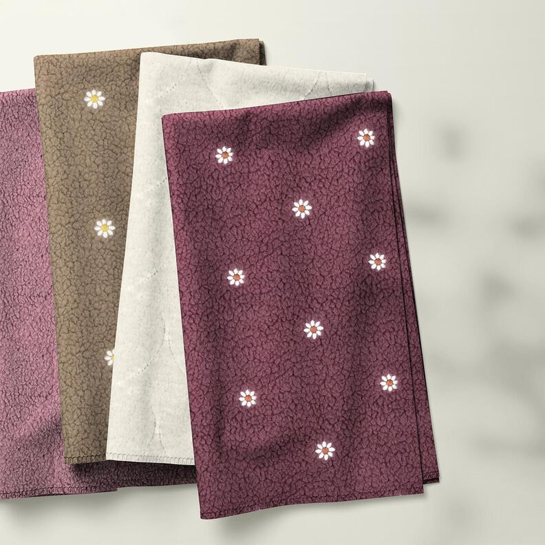 Teddyplysch broderade småblommor | Poppy Fabrics – mörk gråbrun, image number 7