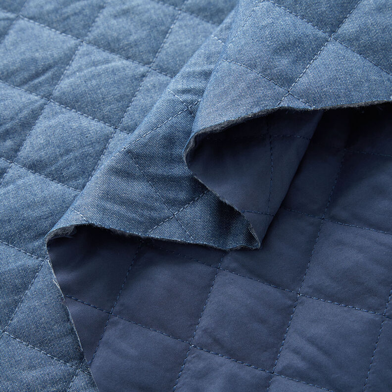 quiltat tyg chambray enfärgat – jeansblå,  image number 3
