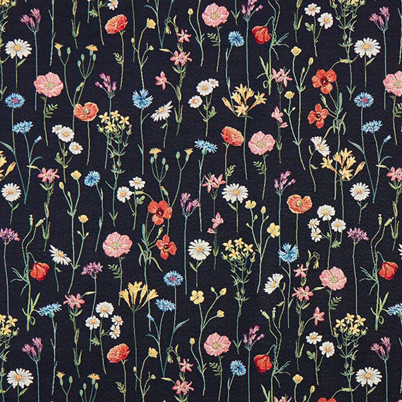 Dekorationstyg Gobeläng Vilda blommor – svart/rose,  image number 1