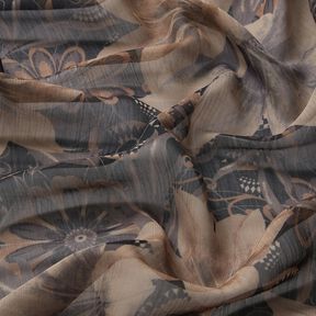 Chiffong stiliserade blommor – svart, 