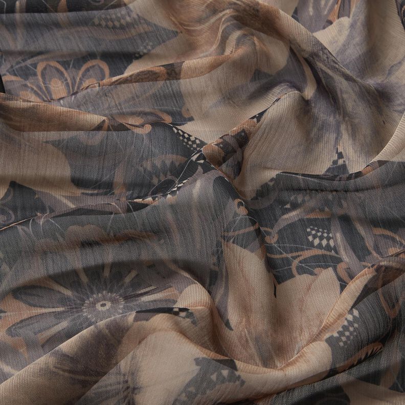 Chiffong stiliserade blommor – svart,  image number 2