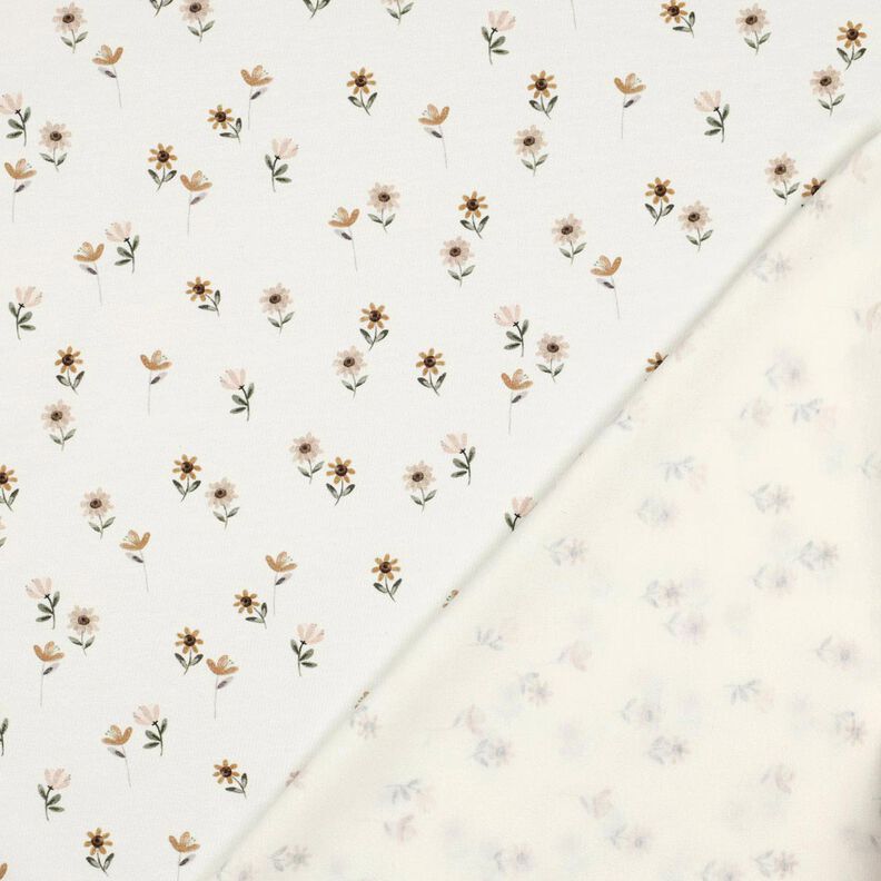 Bomullsjersey Söta blommor Digitaltryck | Poppy Fabrics – elfenbensvit/karamell,  image number 4
