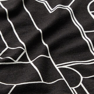 viskosjersey geometriska former – svart/vit | Stuvbit 70cm, 