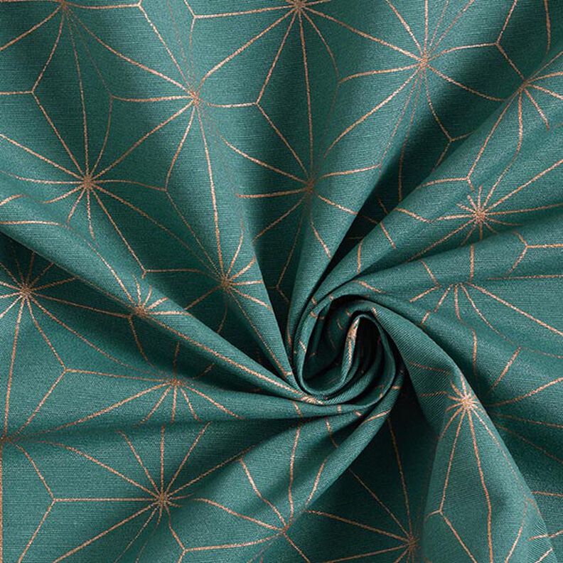 Dekorationstyg Canvas Artdeco-stjärnor – petrol/guld,  image number 3
