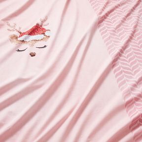 Bomullsjersey sovande glitterhjort Panel | Glitzerpüppi – rose/ljus gammalrosa, 