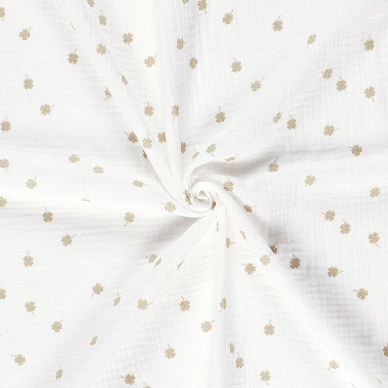 Muslin/Dubbel-krinkelväv Lyckoklöver – yllevit/pistage,  image number 3
