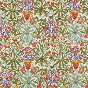 Dekorationstyg Gobeläng blommigt motiv i jugendstil – kräm/ljusgrön, 