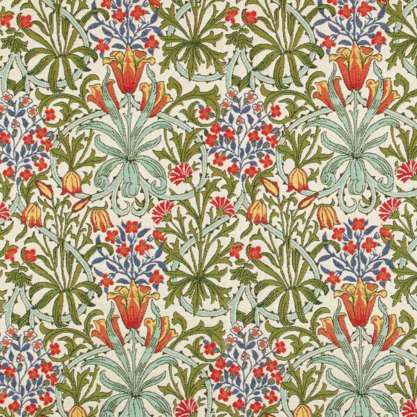 Dekorationstyg Gobeläng blommigt motiv i jugendstil – kräm/ljusgrön,  image number 1