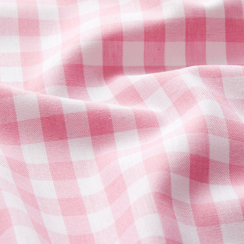 Bomullstyg Vichy rutig 1 cm – rosa/vit,  image number 2