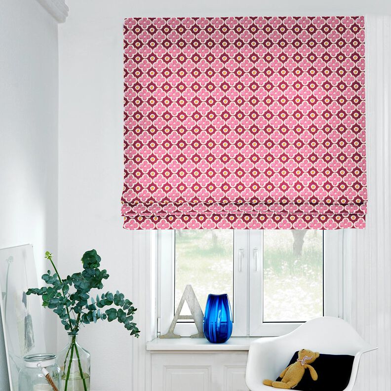 Dekorationstyg Canvas Broderi-look – bordeauxröd/pink,  image number 5