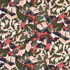 Viskostyg Abstrakt blomsterhav &ndash; ljus b&auml;rf&auml;rg/m&ouml;rk furu, 