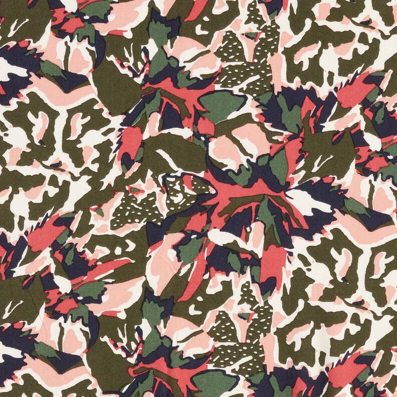 Viskostyg Abstrakt blomsterhav – ljus bärfärg/mörk furu,  image number 1