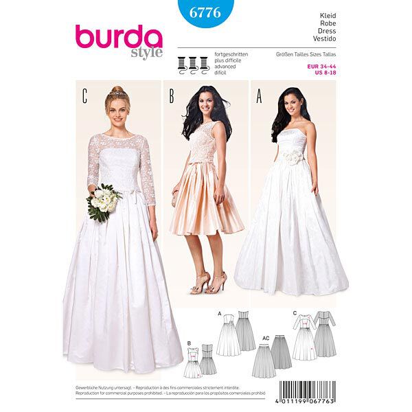 Brudklänning / Korsettklänning / Kjol , Burda 6776,  image number 5