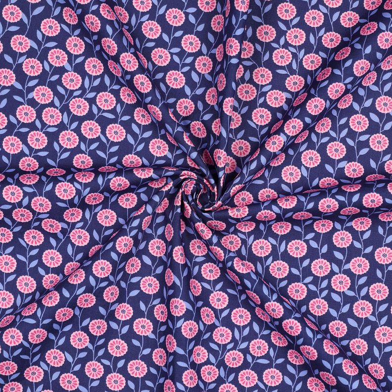 Bomullspoplin Sommarblommor | Poppy Fabrics – rosa/indigo,  image number 3