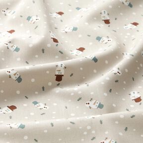 Bomullstyg Poplin Söta snögubbar – ljus gråbrun, 