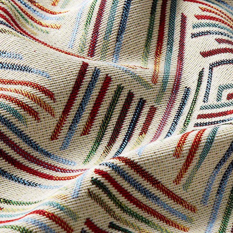 Dekorationstyg Gobeläng sicksacklinjer – ljusbeige/blå,  image number 2