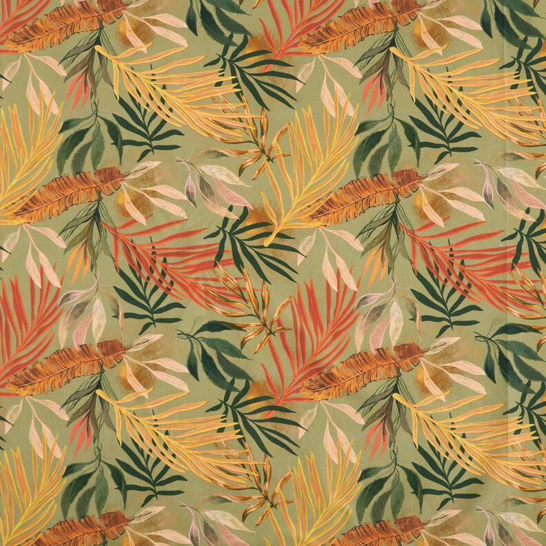 Dekorationstyg Halvpanama Digitala palmblad – ljus kaki,  image number 1