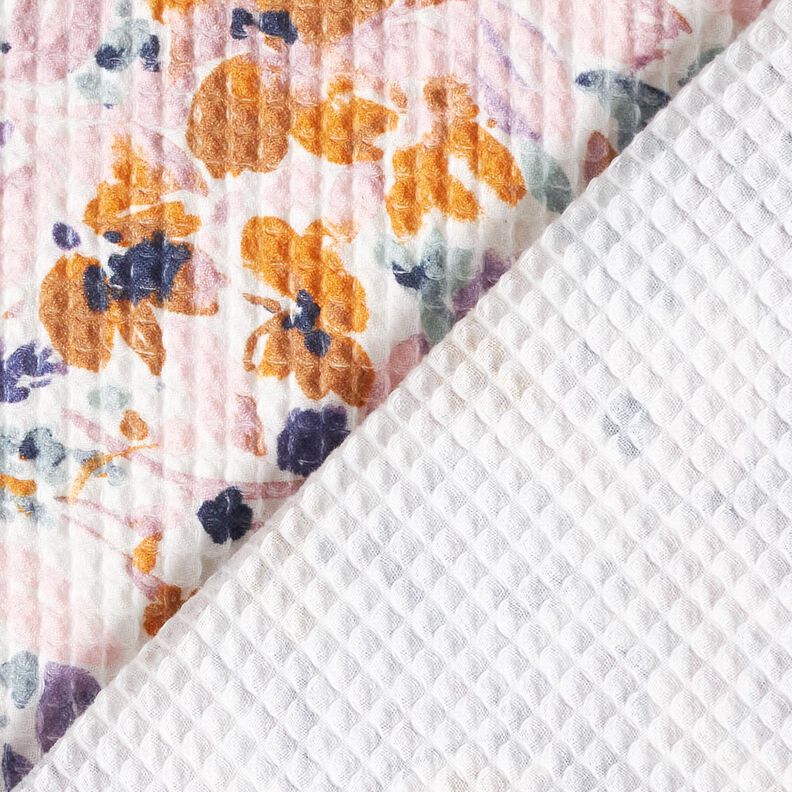 Våffelpiké akvarellblommor | Poppy Fabrics – vit/lavender, image number 4