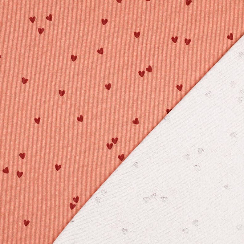 Ribbad jersey spridda hjärtan | Poppy Fabrics – lax/mörkröd,  image number 4