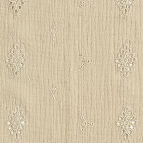 Muslin/Dubbel-krinkelväv Engelskt broderi romb – anemon, 