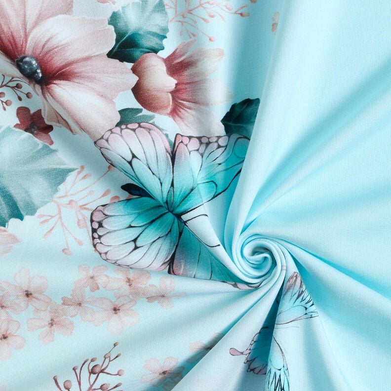 Bomullsjersey fjärilsäng | Glitzerpüppi  – ljus turkos/isblå,  image number 3