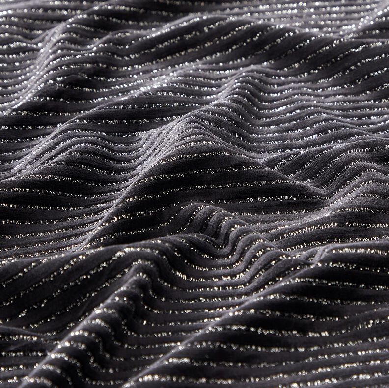 Plyschtyg glitterränder – svart/silvermetallic, image number 2