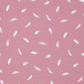Bomullsjersey Fjädrar – gammalt rosa, 