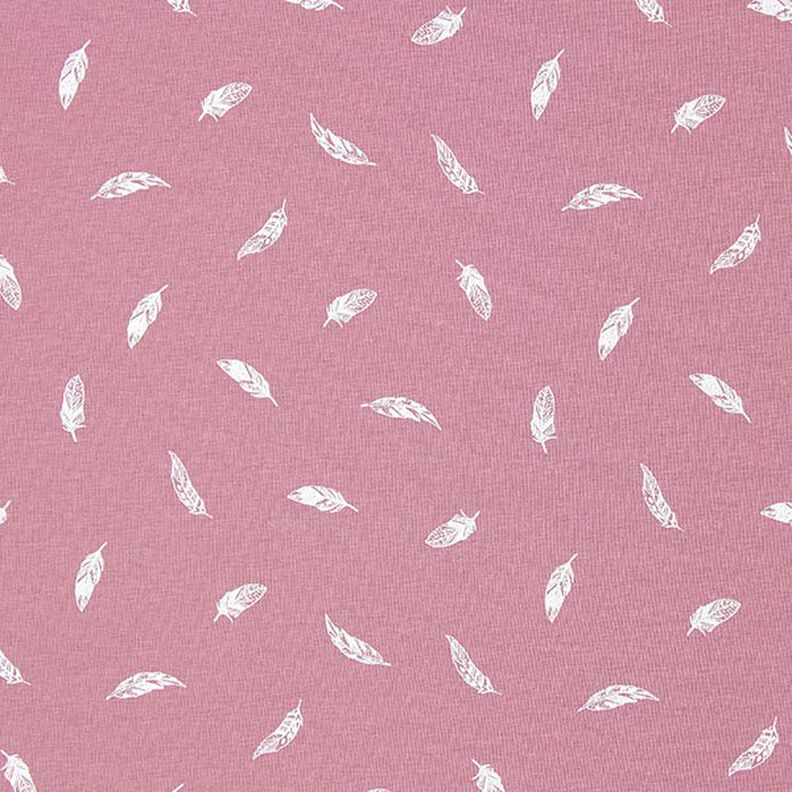 Bomullsjersey Fjädrar – gammalt rosa,  image number 1