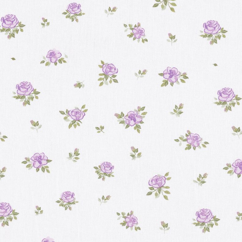 Bomullspoplin ljuva rosor – lavender/vit,  image number 1