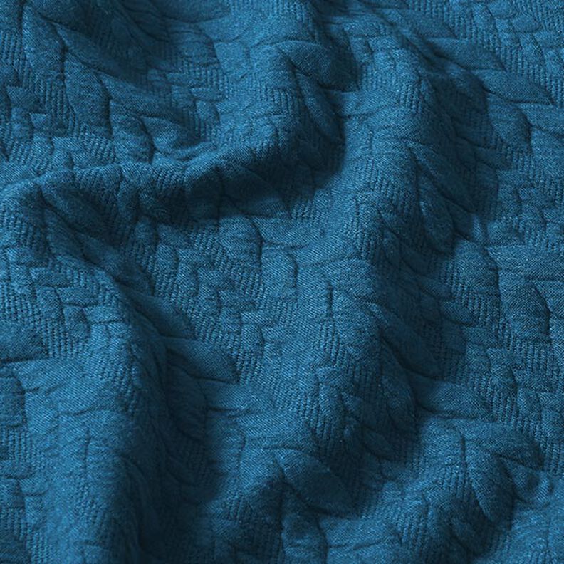 Jerseyjacquard Cloqué Flätat mönster – petrol,  image number 2