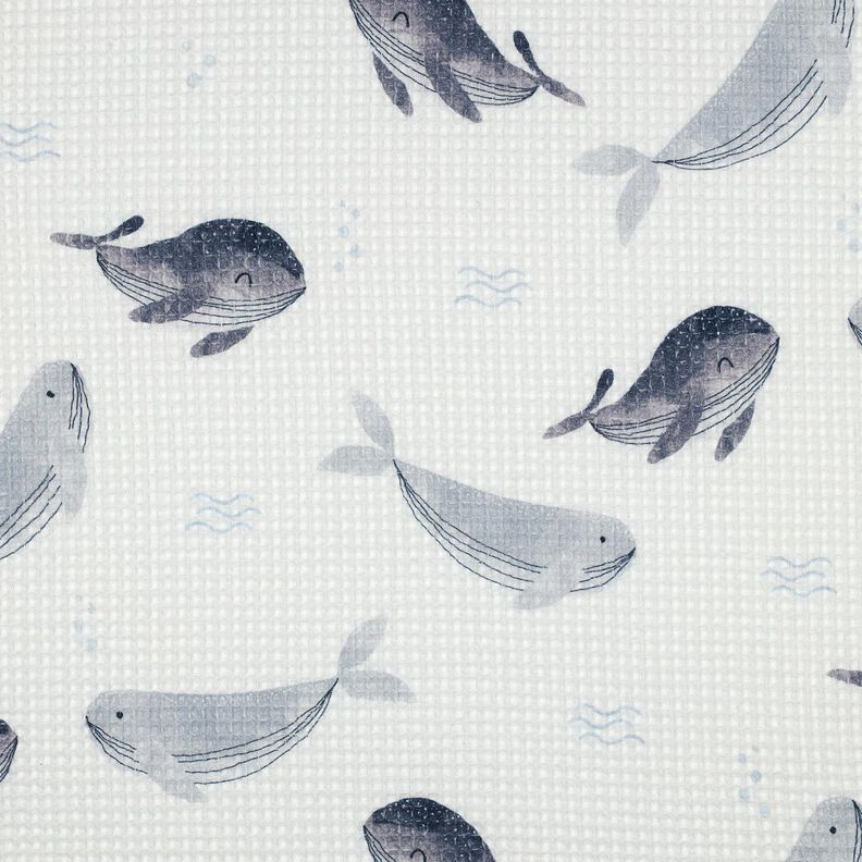 Våffelpiké Valar Digitaltryck | Poppy Fabrics – elfenbensvit/blågrått,  image number 1