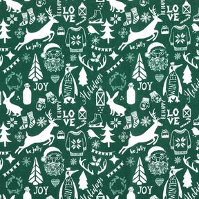 Bomullstyg Kretong Trevlig helg – blågran/vit, 