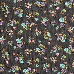 Crêpe Chiffong blommor och gulddroppar – svart/guldmetallic, 