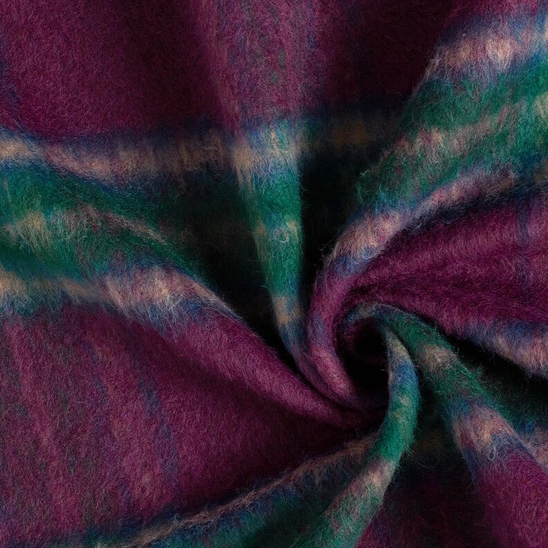 Rocktyg Woll-Mix borstat rutmönster – merlot/blågran,  image number 3