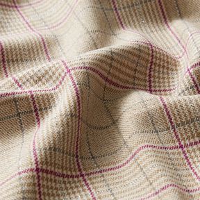 Viskosmix glencheck med lurex – mandel/druva, 