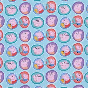 Bomullspoplin Peppa ansikten Licenstyg | ABC Ltd – ljus turkos, 