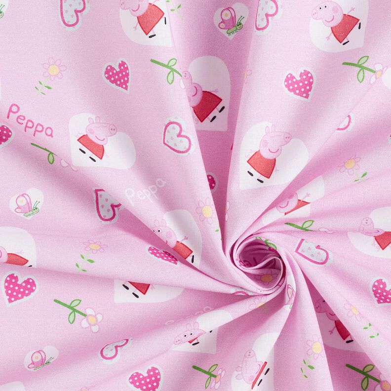 Bomullspoplin Peppa hjärtan Licenstyg | ABC Ltd – pastellviolett,  image number 3