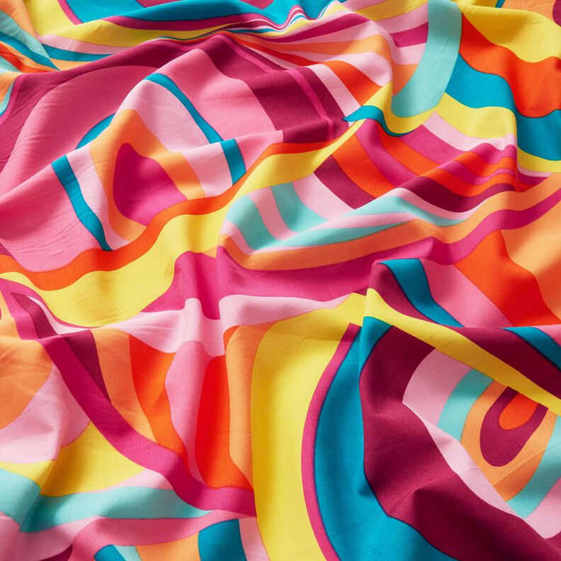 Viskos-bomull voile abstrakta öglor – pastellviolett/aquablått,  image number 2
