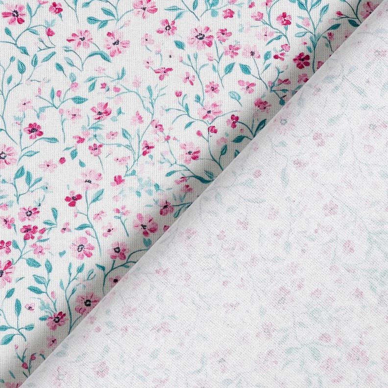 Bomullstyg Poplin ljuva blommor – pepparmynta/pastellviolett, image number 4