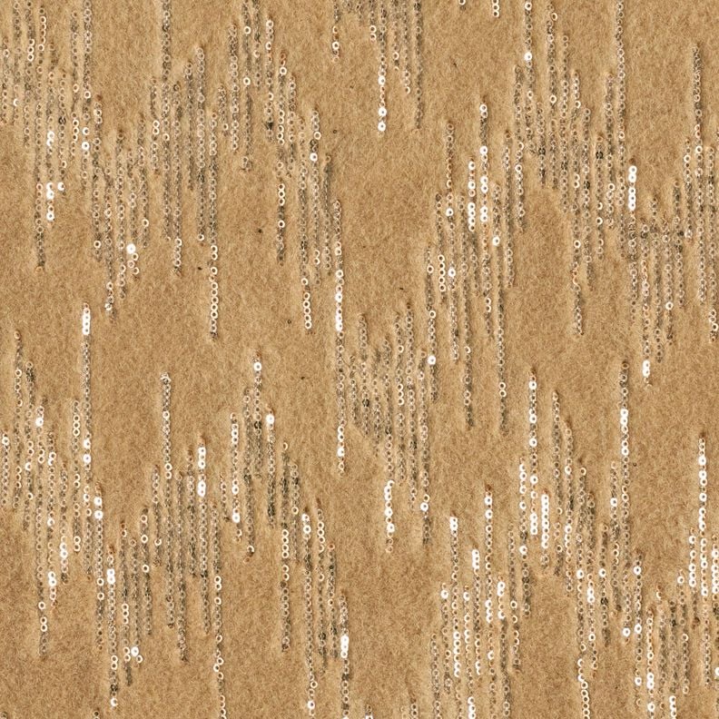 Kapptyg stickat paljettränder – beige, image number 1