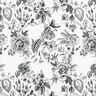Dekorationstyg Halvpanama pittoreska blommor – vit/svart,  thumbnail number 1