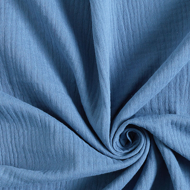 Muslin/Dubbel-krinkelväv – stålblått,  image number 1