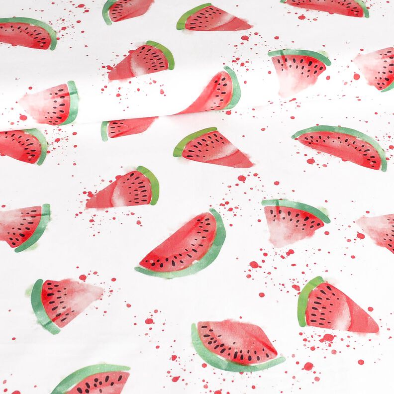 Bomullsjersey vattenmeloner | Glitzerpüppi – vit,  image number 2