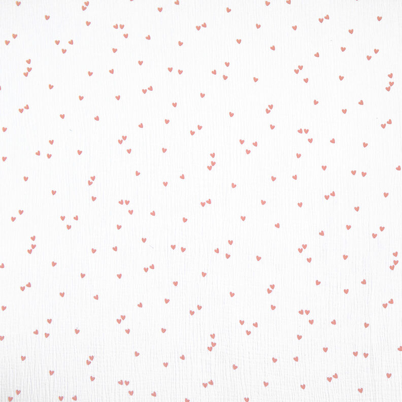 Muslin/Dubbel-krinkelväv spridda hjärtan – vit/roséguld,  image number 1