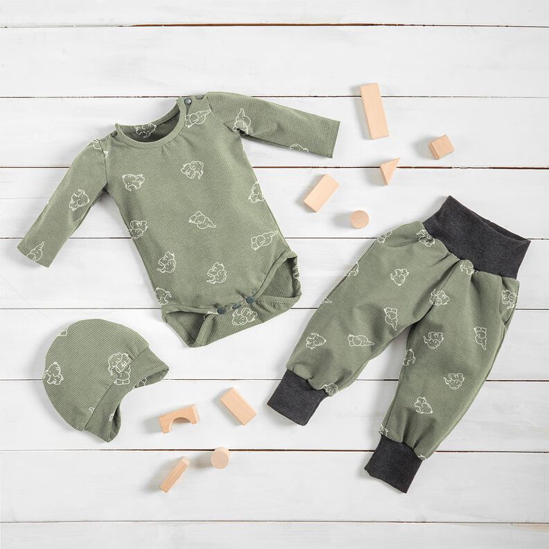 Våffeljersey babyelefanter – gråbeige, image number 7