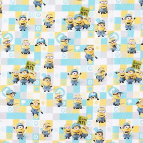 Bomullspoplin Minions Licenstyg | Universal Studios – vit/ljus turkos, 