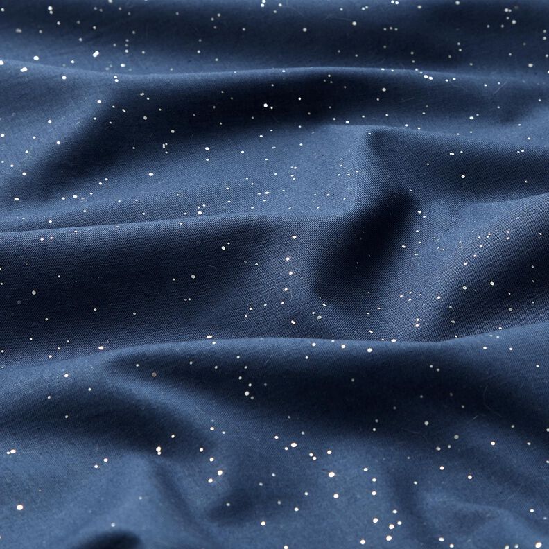 Bomullstyg Poplin Folietryck Silverfläckar – nattblå/silvermetallic,  image number 2