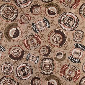 Dekorationstyg Jacquard Elegant mandala – mörk gråbrun/burgunder, 